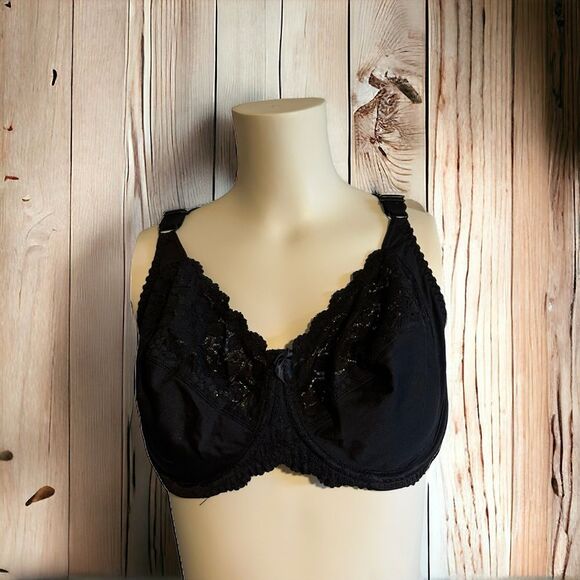 NWT BLACK TATIANA UNDERWIRE UNLINED BALCONETTE BRA-40DDD‎ / 40F - Picture 1 of 8